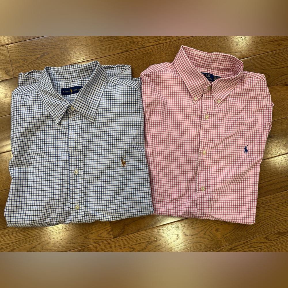 Ralph Lauren Men’s Blue Check & Pink Check Button-Down Shirt Set